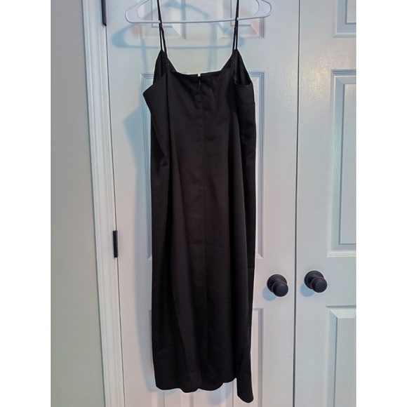 J Crew v neck black satin midi slip dress NWT - Size 10 - Picture 4 of 5